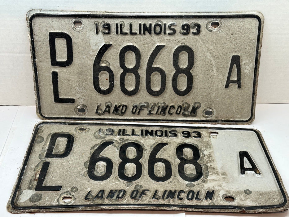 1993 Illinois Automobile Motorcycle Dealer Dealership License Plate DL 6868A   - TvMovieCards.com