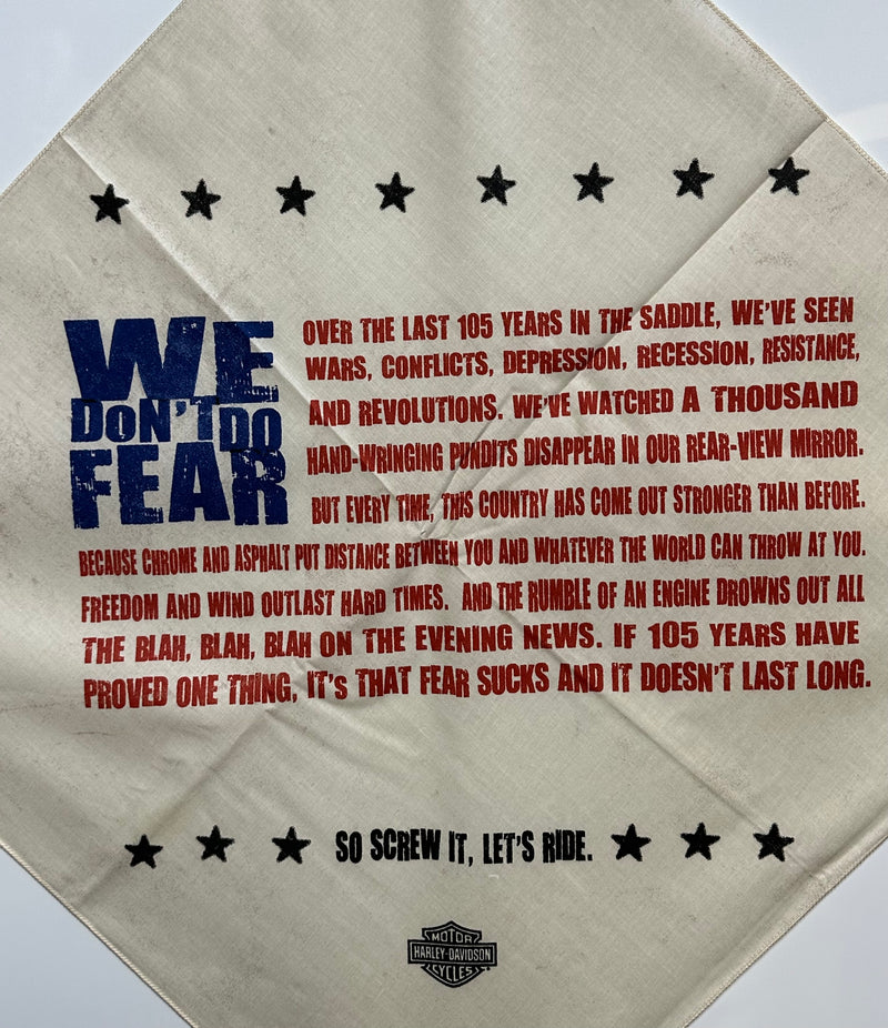 2008 Harley-Davidson Bandana We Don't Do Fear, So Screw It, Let's Ride 21.5" NOS   - TvMovieCards.com