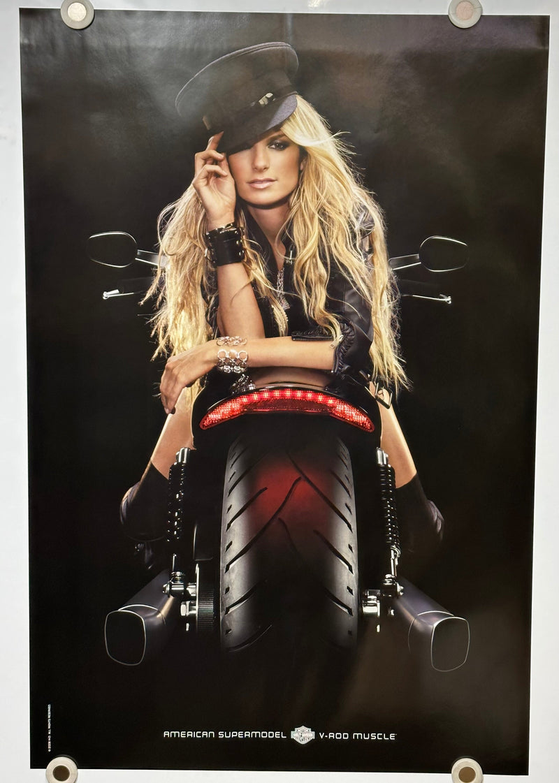 2008 Harley Davidson Dealer Promotional Poster V-Rod Muscle Marisa Miller 2-Side   - TvMovieCards.com