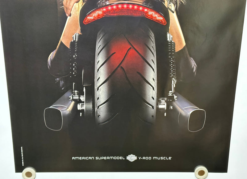 2008 Harley Davidson Dealer Promotional Poster V-Rod Muscle Marisa Miller 2-Side   - TvMovieCards.com
