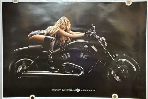 2008 Harley Davidson Dealer Promotional Poster V-Rod Muscle Marisa Miller 2-Side   - TvMovieCards.com