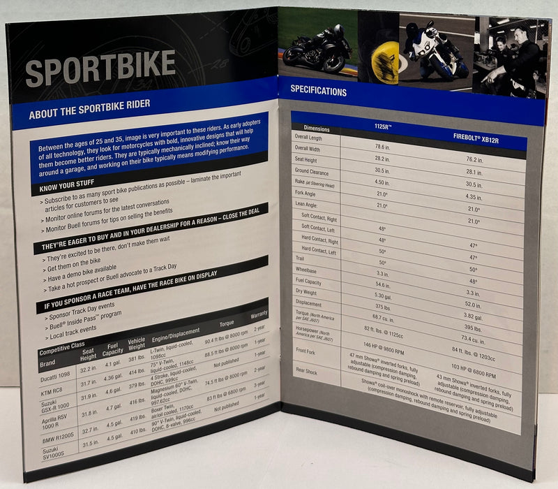 2009 Buell Motorcycle Dealer Dealership Staff Only Sales Brochure 1125R   - TvMovieCards.com