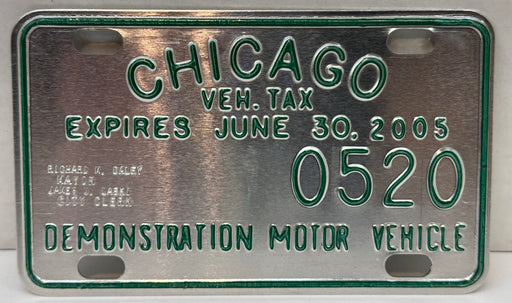 2005 Chicago Illinois Tax Tag Demonstration Motor Vehicle License Plate   - TvMovieCards.com