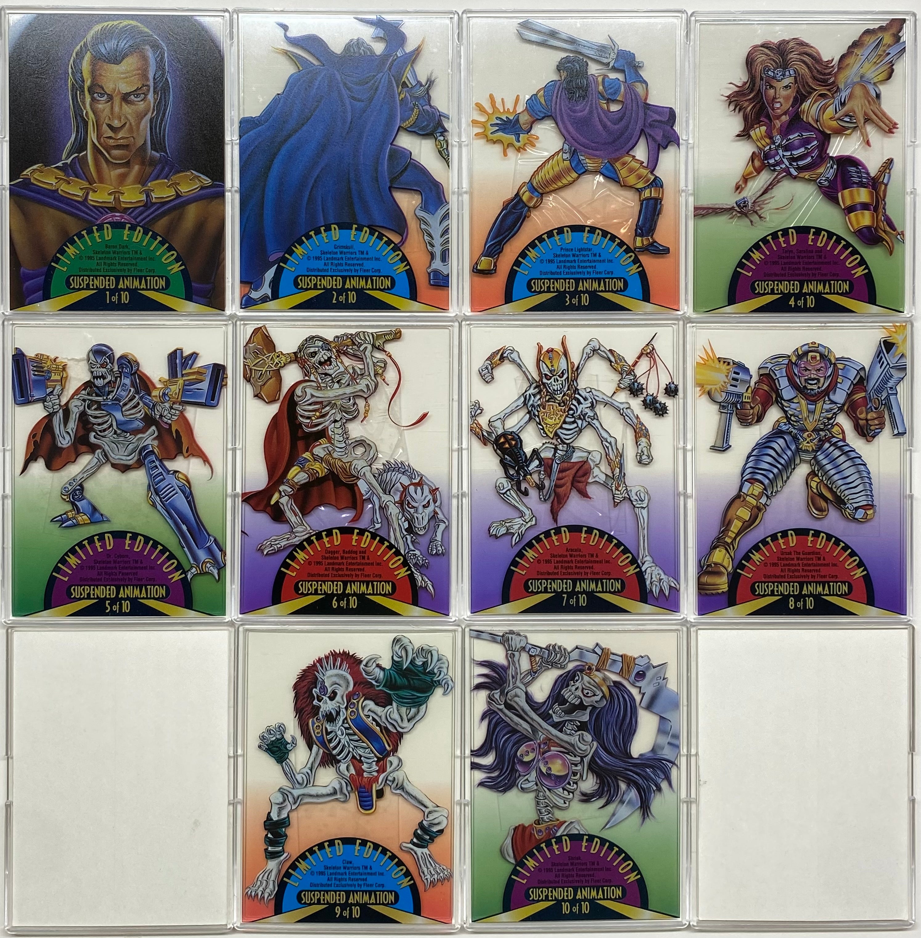 Skeleton Warriors Suspended Animation Chase Trading Card Set #1-10