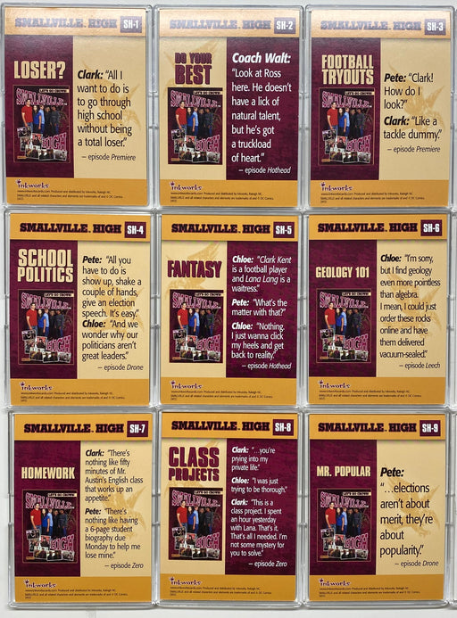 Smallville Season One Smallville High Puzzle Chase Card Set SH1-SH9 Inkworks   - TvMovieCards.com