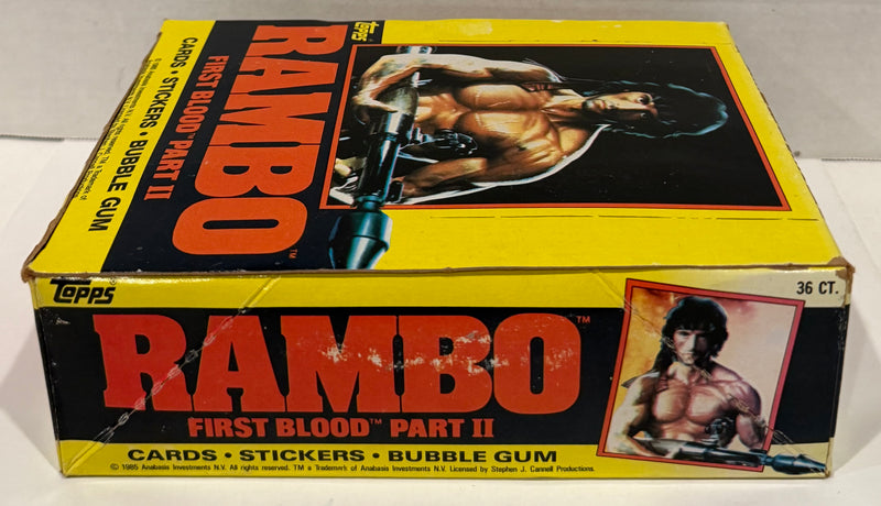 1985 Rambo First Blood Part II Wax Vintage Trading Card Box 36 Packs FULL