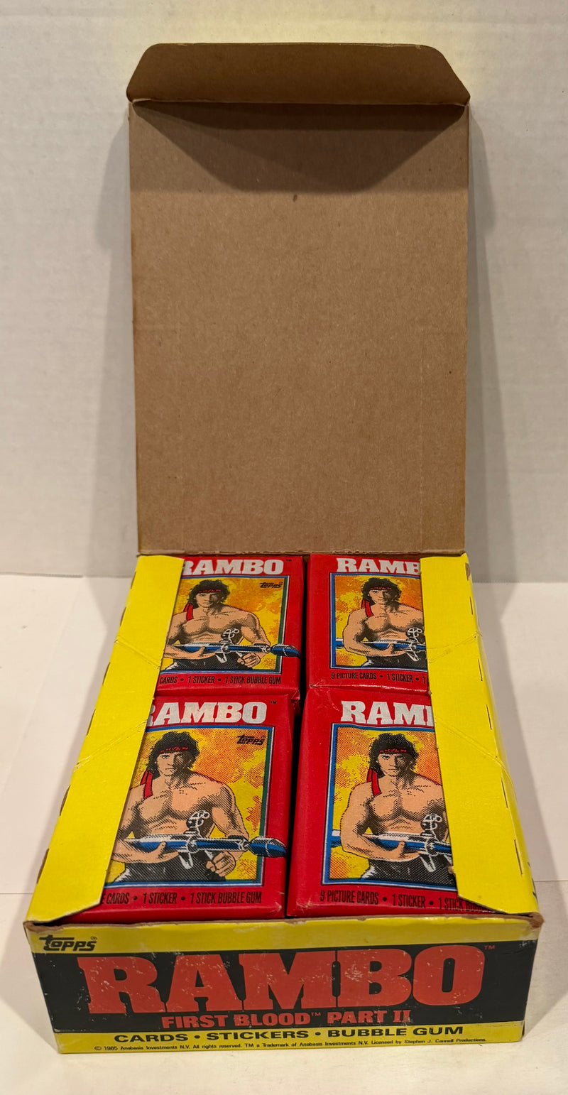 1985 Rambo First Blood Part II Wax Vintage Trading Card Box 36 Packs FULL