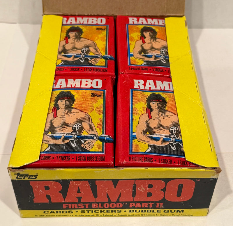1985 Rambo First Blood Part II Wax Vintage Trading Card Box 36 Packs FULL