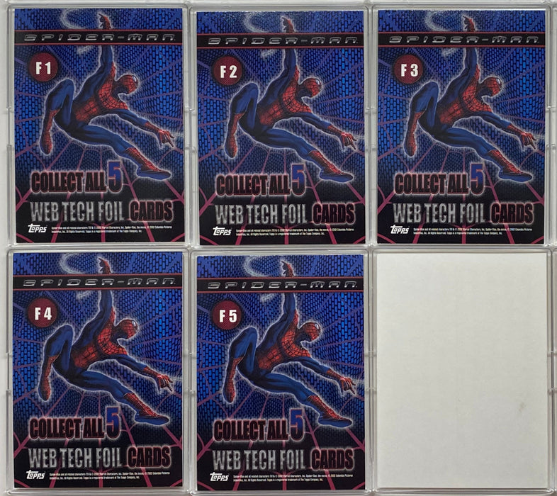 Spider-Man Movie Web-Tech Foil Chase Card Set F1-F5 Topps 2002   - TvMovieCards.com