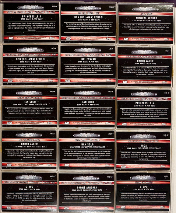 Star Wars Galactic Files Reborn Famous Quotes Chase Card Set MQ-1 / MQ15 - TvMovieCards.com