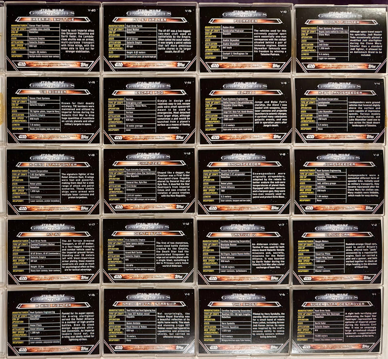 Star Wars Galactic Files Reborn Vehicles Chase Card Set V-1 / V-20 - TvMovieCards.com
