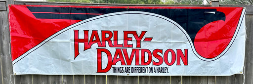 1986 Harley Davidson Dealer Showroom Banner "Things Are Different On A Harley"   - TvMovieCards.com