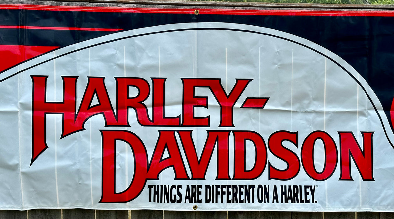 1986 Harley Davidson Dealer Showroom Banner "Things Are Different On A Harley"   - TvMovieCards.com