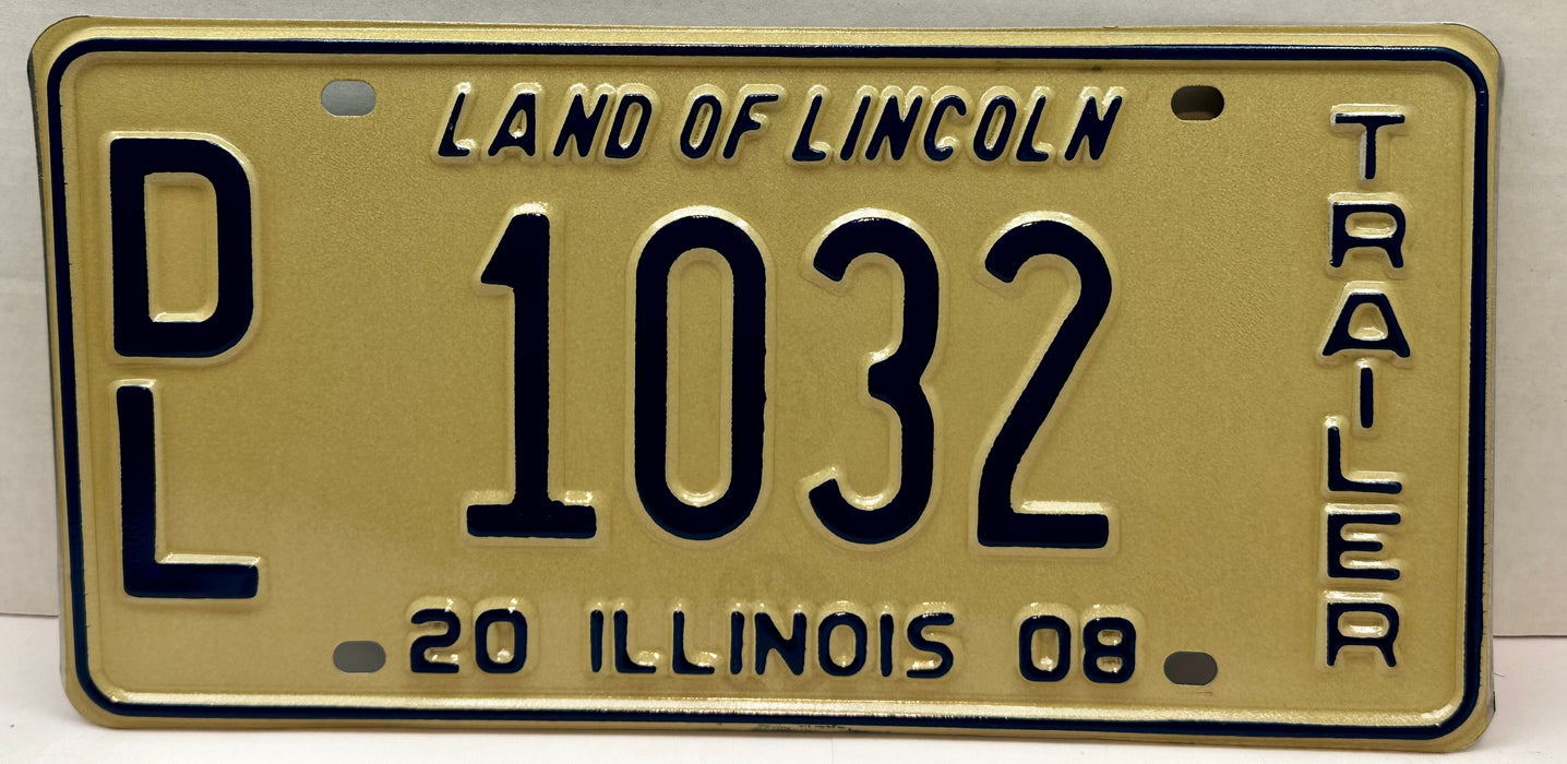 2008 Illinois Dealer Dealership License Plate DL 1032 Trailer   - TvMovieCards.com