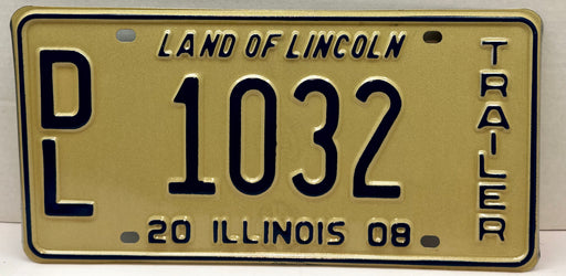 2008 Illinois Dealer Dealership License Plate DL 1032 Trailer   - TvMovieCards.com