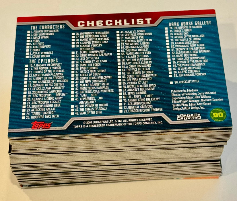 2004 Star Wars Clone Wars Trading Card Base Set of 90 Cards Topps - TvMovieCards.com