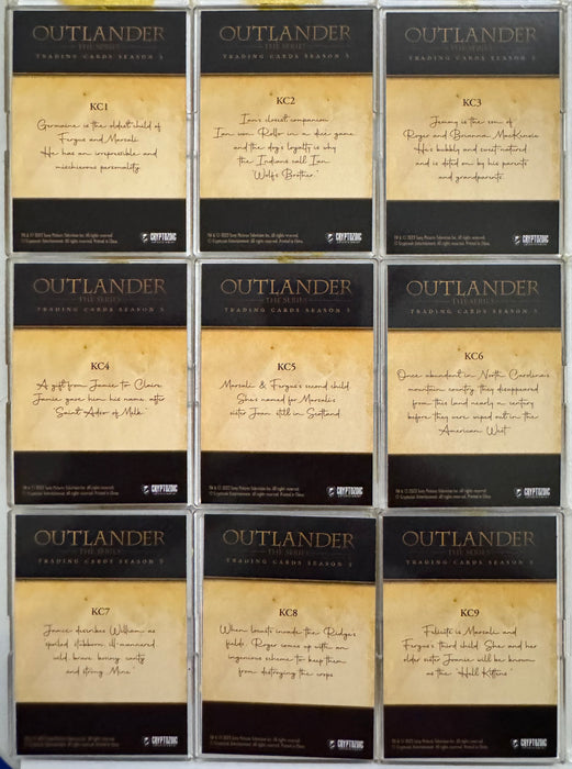 2023 Outlander Season 5 Silver Foil Parallel Kids & Critters Insert Card Set KC1-KC9   - TvMovieCards.com