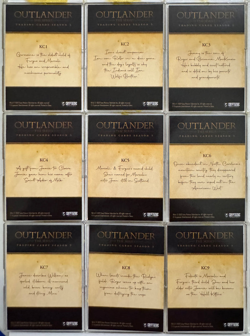 2023 Outlander Season 5 Red Foil Parallel Kids & Critters Insert Card Set KC1-KC - TvMovieCards.com