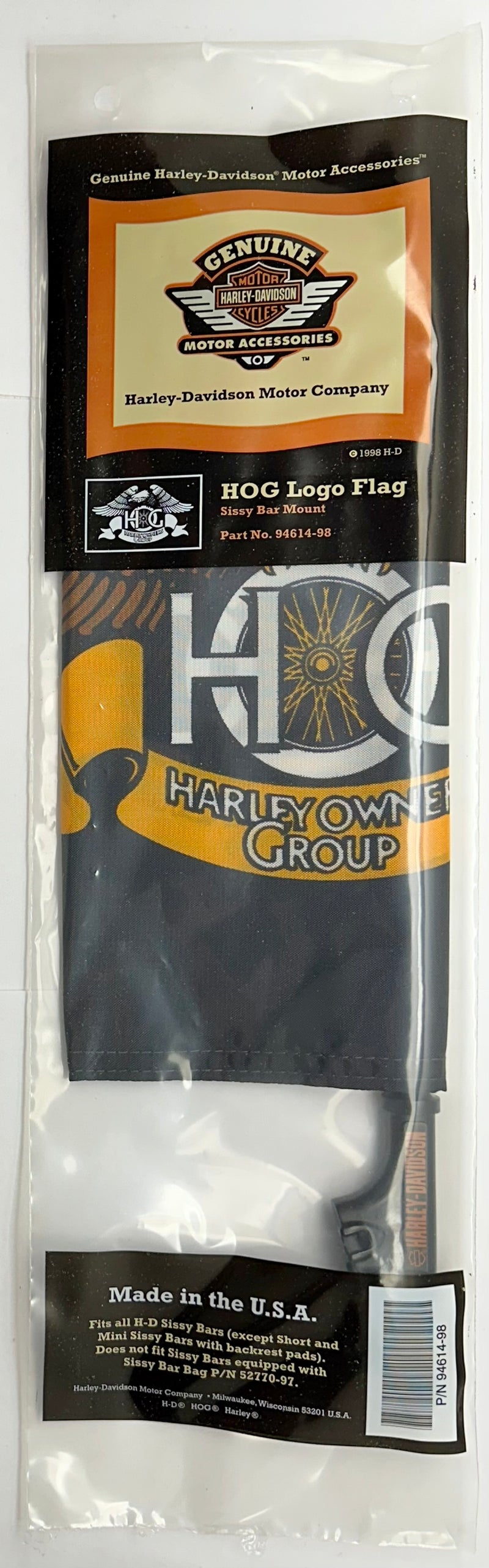1998 Harley Davidson Genuine Motorcycle Hog Logo Flag Sissy Bar Mount 94614-98   - TvMovieCards.com