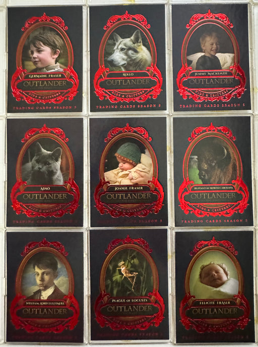 2023 Outlander Season 5 Red Foil Parallel Kids & Critters Insert Card Set KC1-KC9   - TvMovieCards.com