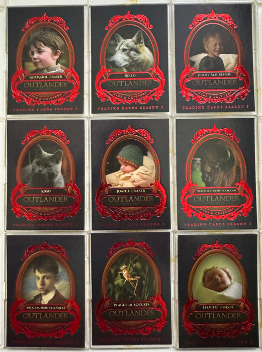 2023 Outlander Season 5 Red Foil Parallel Kids & Critters Insert Card Set KC1-KC9   - TvMovieCards.com