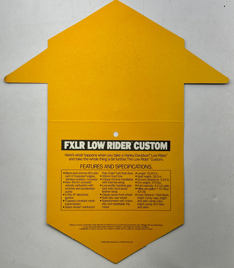 1989 Harley Davidson FXLR Low Rider Custom Handlebar Dealer Hang Tag   - TvMovieCards.com