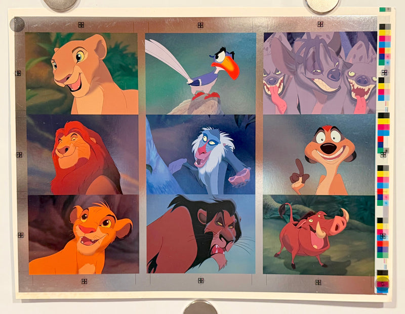 1994 Lion King Series 1 Disney Movie Foil Card Set F1-F9 Uncut Sheet of 9