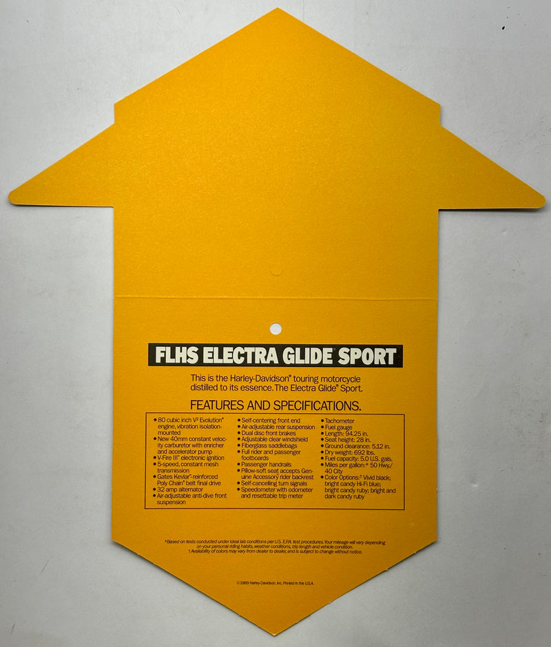 1989 Harley Davidson FLHS Electra Glide Sport Handlebar Dealer Hang Tag   - TvMovieCards.com