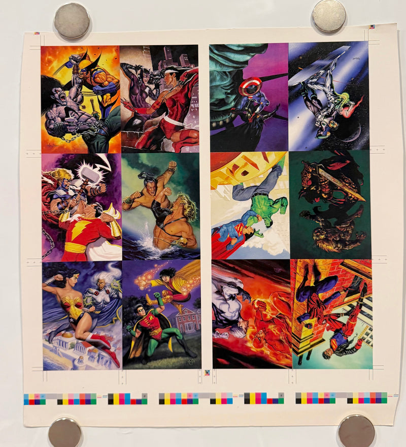 1995 DC Versus Marvel Holo F/X Chase Card Set Uncut Press Sheet of 12