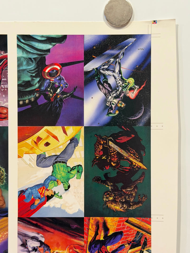 1995 DC Versus Marvel Holo F/X Chase Card Set Uncut Press Sheet of 12