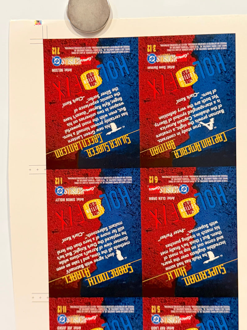 1995 DC Versus Marvel Holo F/X Chase Card Set Uncut Press Sheet of 12