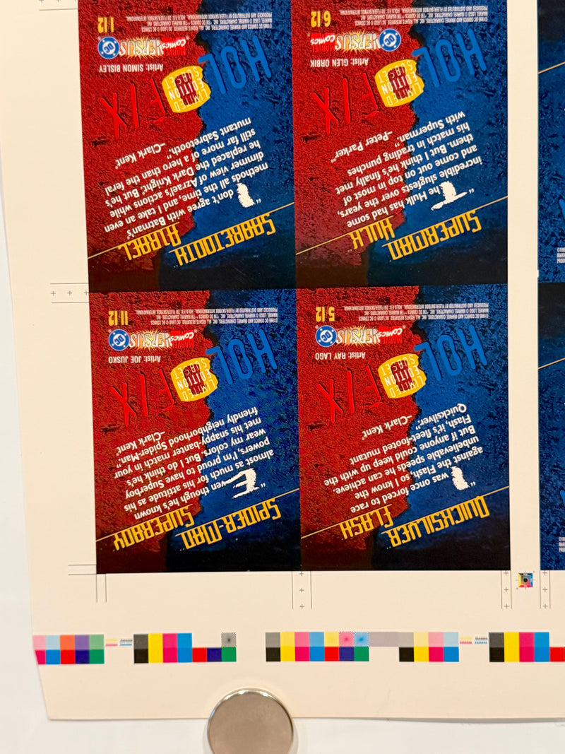 1995 DC Versus Marvel Holo F/X Chase Card Set Uncut Press Sheet of 12