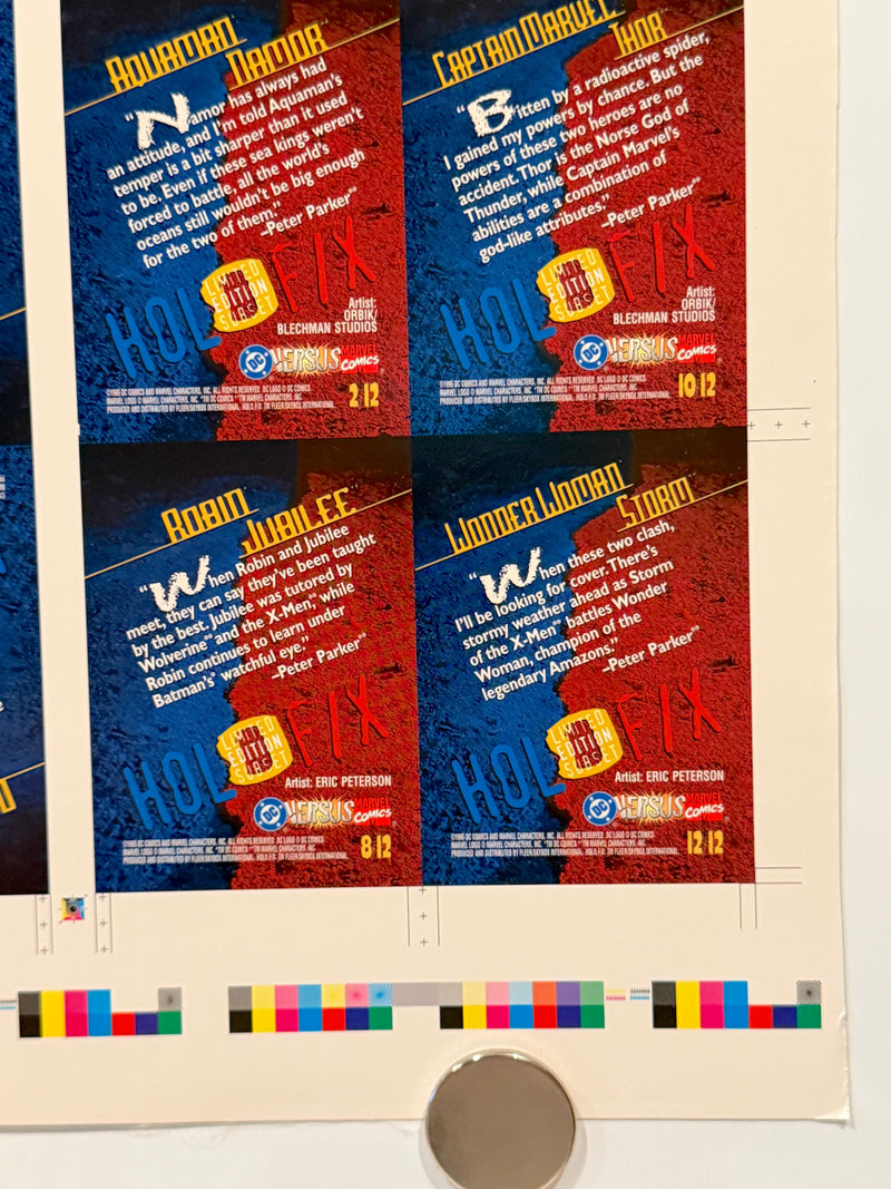 1995 DC Versus Marvel Holo F/X Chase Card Set Uncut Press Sheet of 12