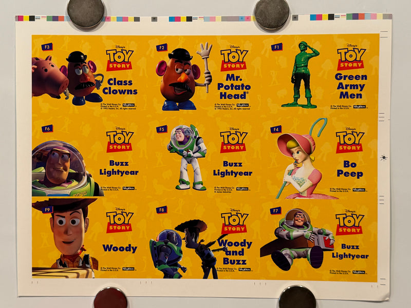 1995 Toy Story Series 1 Disney Movie Foil Card Set F1-F9 Uncut Press Sheet of 9