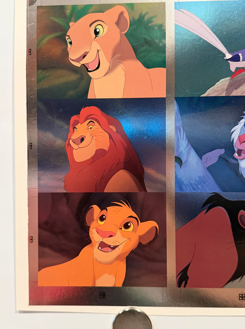 1994 Lion King Series 1 Disney Movie Foil Card Set F1-F9 Uncut Press Sheet of 9