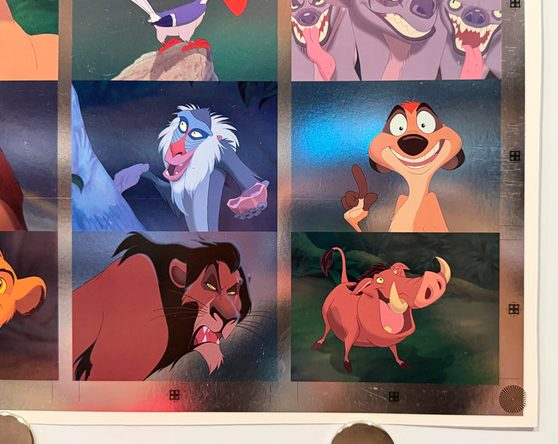 1994 Lion King Series 1 Disney Movie Foil Card Set F1-F9 Uncut Press Sheet of 9