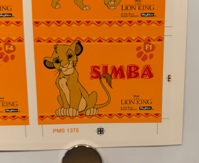 1994 Lion King Series 1 Disney Movie Foil Card Set F1-F9 Uncut Press Sheet of 9