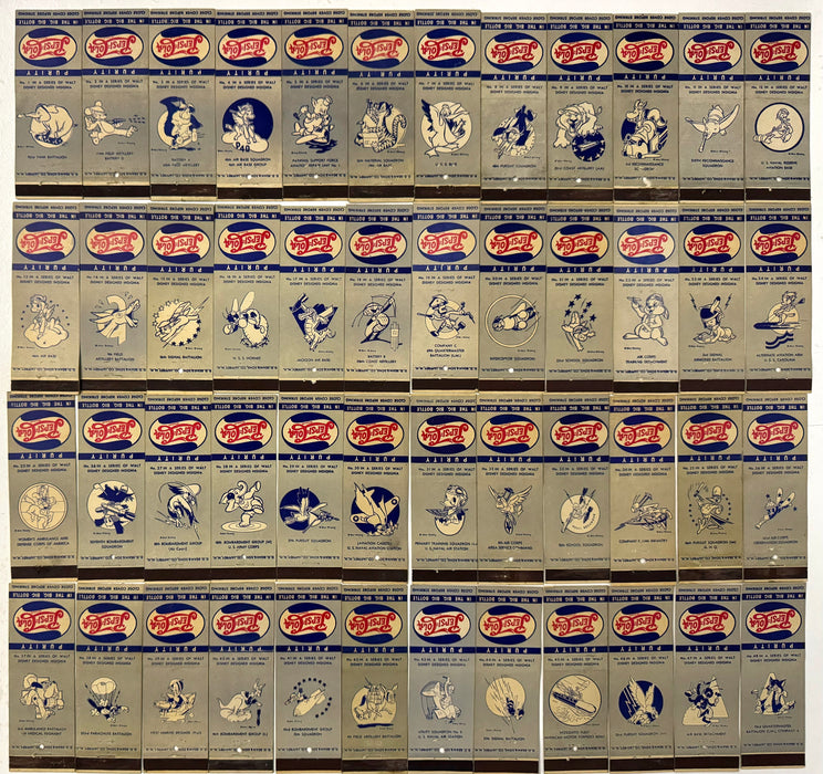 1942 WWII Pepsi Cola Matchbook Cover Walt Disney Insignias Complete Set 1-48   - TvMovieCards.com