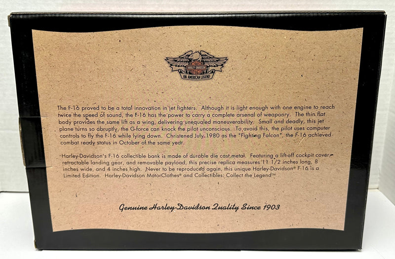 Harley Davidson Lockheed F-16 "Fighting Falcon" Airplane Bank Diecast   - TvMovieCards.com