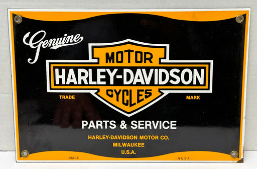 Vintage Harley Davidson Motorcyles Dealer Porcelain Enamel Gas Pump Sign 12"x8"   - TvMovieCards.com