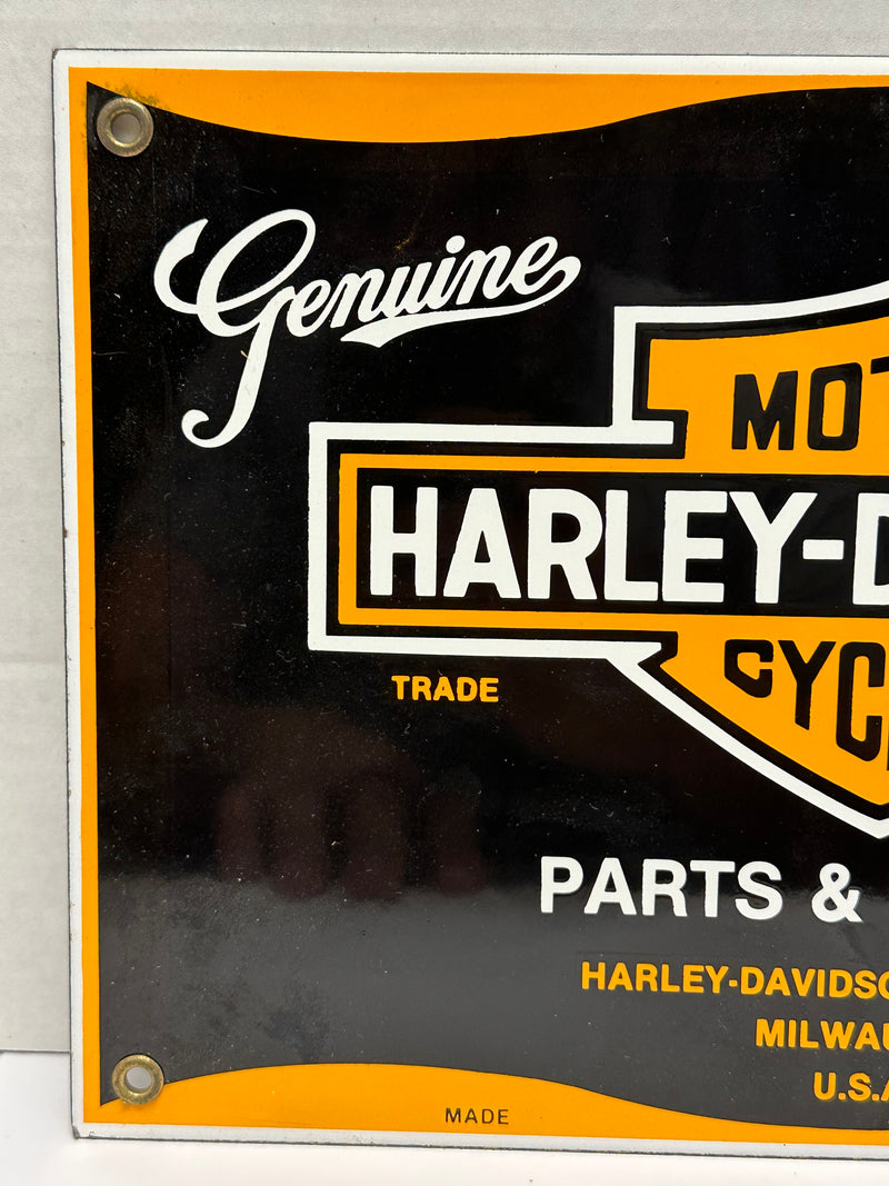 Vintage Harley Davidson Motorcyles Dealer Porcelain Enamel Gas Pump Sign 12"x8"   - TvMovieCards.com