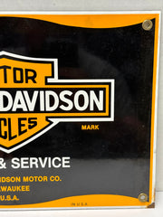 Vintage Harley Davidson Motorcyles Dealer Porcelain Enamel Gas Pump Sign 12"x8"   - TvMovieCards.com