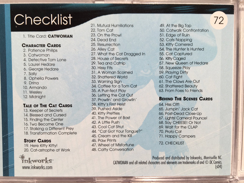Catwoman Movie Base Card Set 72 Cards Halle Berry Inkworks 2004   - TvMovieCards.com