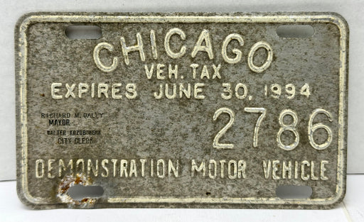 1994 Chicago Illinois Tax Tag Demonstration Motor Vehicle License Plate   - TvMovieCards.com