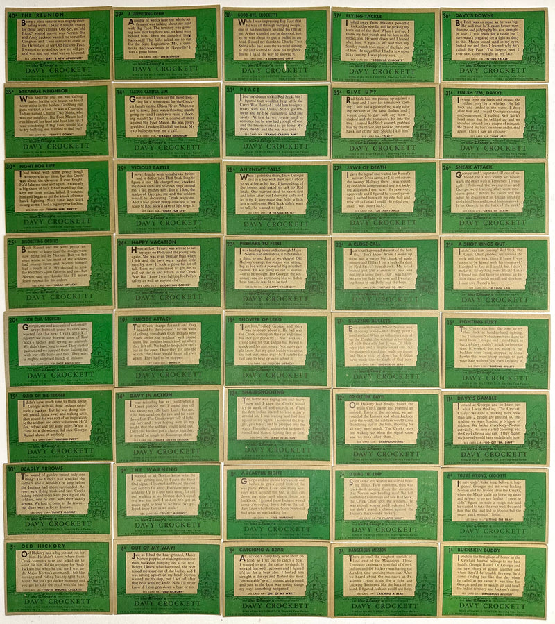 1956 Davy Crockett Series 1 Green Back Trading Card Set of 80 Cards Topps   - TvMovieCards.com