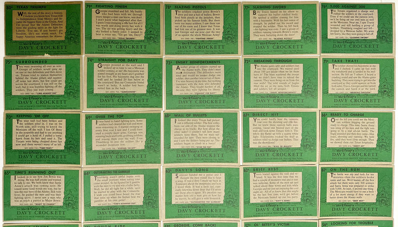 1956 Davy Crockett Series 1 Green Back Trading Card Set of 80 Cards Topps   - TvMovieCards.com