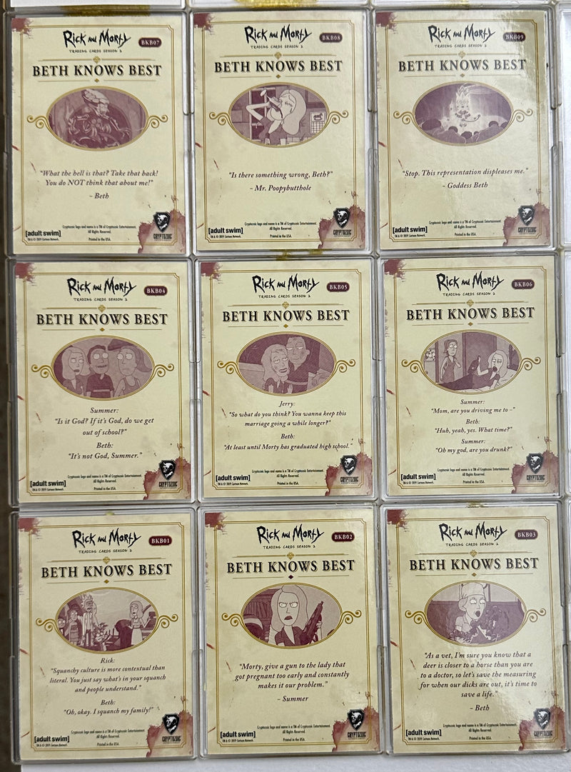 2019 Rick and Morty Season 2 Beth Knows Best Chase Card Set BKB01-BKB09   - TvMovieCards.com