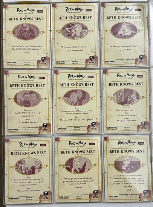 2019 Rick and Morty Season 2 Beth Knows Best Chase Card Set BKB01-BKB09   - TvMovieCards.com
