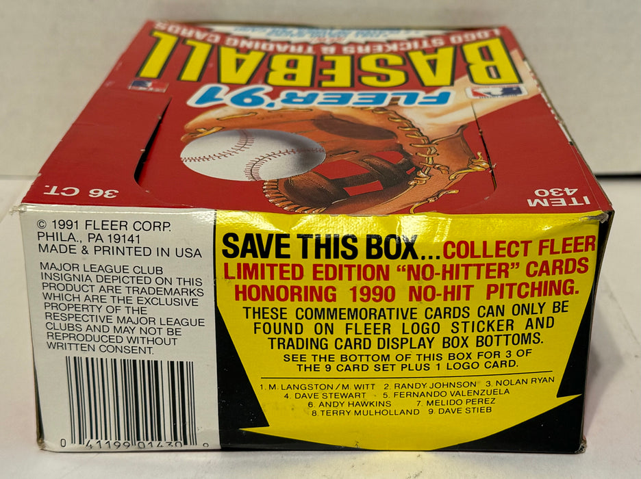 1991 Fleer '91 Baseball MLB Trading Card Box 36ct Factory Sealed Packs   - TvMovieCards.com