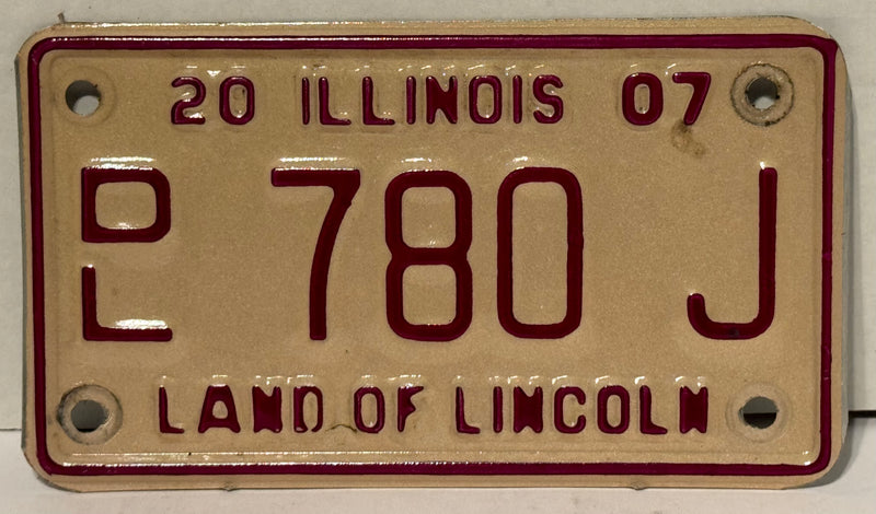 2007 Illinois Motorcycle Dealer Dealership License Plate DL 780J Harley Davidson   - TvMovieCards.com